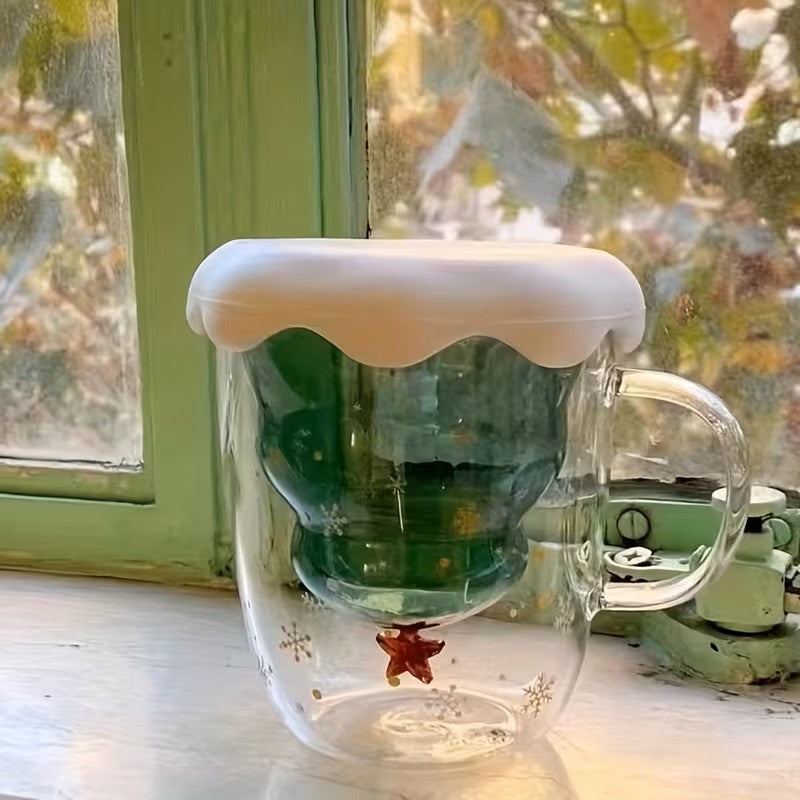 Elegant Christmas Glass Coffee Cup