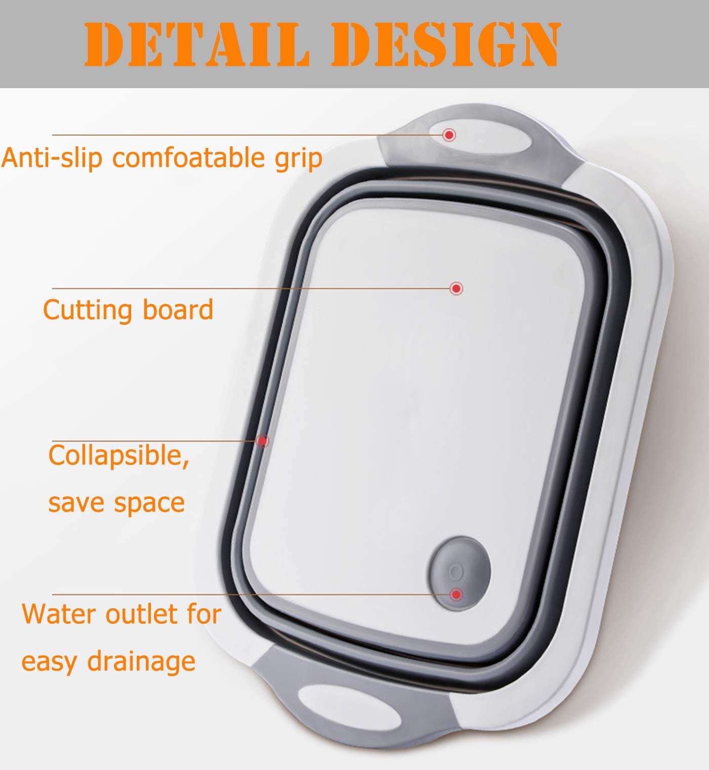 Multi-Function Silicone Cutting Board Wash Basin with Built-In Colander – Portable Dish Tub for Travel & Outdoor Use