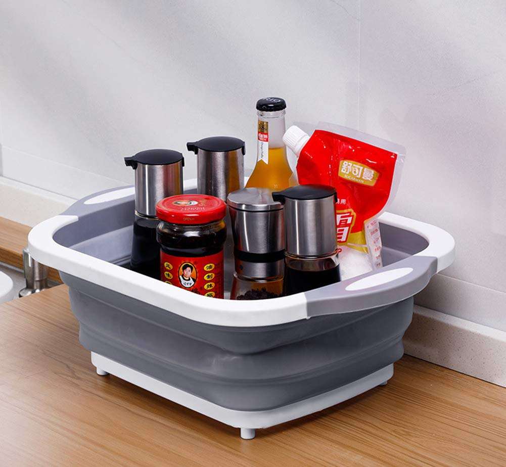 Multi-Function Silicone Cutting Board Wash Basin with Built-In Colander – Portable Dish Tub for Travel & Outdoor Use