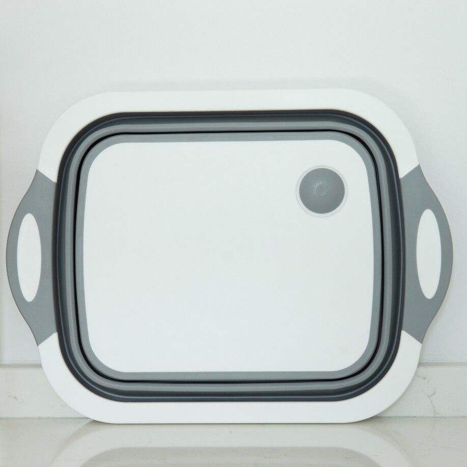 Multi-Function Silicone Cutting Board Wash Basin with Built-In Colander – Portable Dish Tub for Travel & Outdoor Use