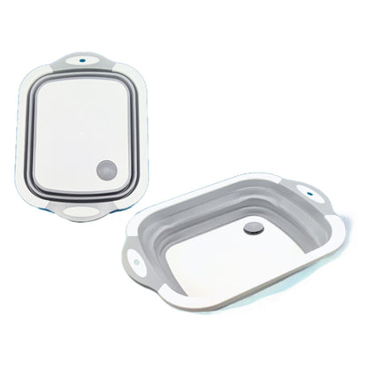 Multi-Function Silicone Cutting Board Wash Basin with Built-In Colander – Portable Dish Tub for Travel & Outdoor Use