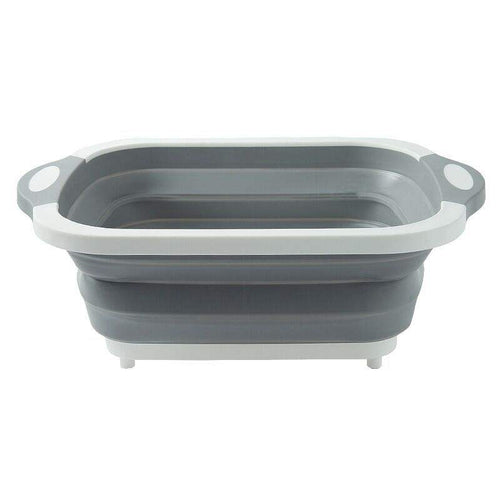 Multi-Function Silicone Cutting Board Wash Basin with Built-In Colander – Portable Dish Tub for Travel & Outdoor Use