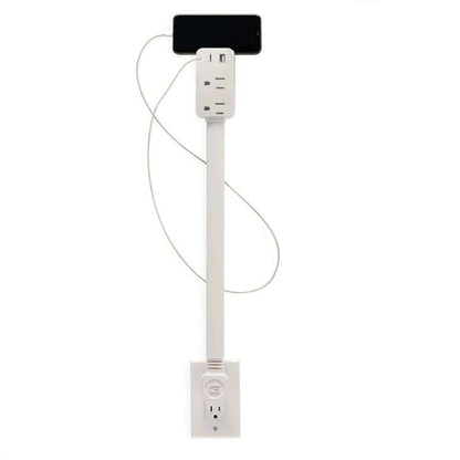 Extensor de Tomada de Parede Retrátil com 2 Saídas e Carregamento Rápido USB e Tipo-C