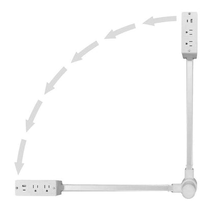 Extensor de Tomada de Parede Retrátil com 2 Saídas e Carregamento Rápido USB e Tipo-C