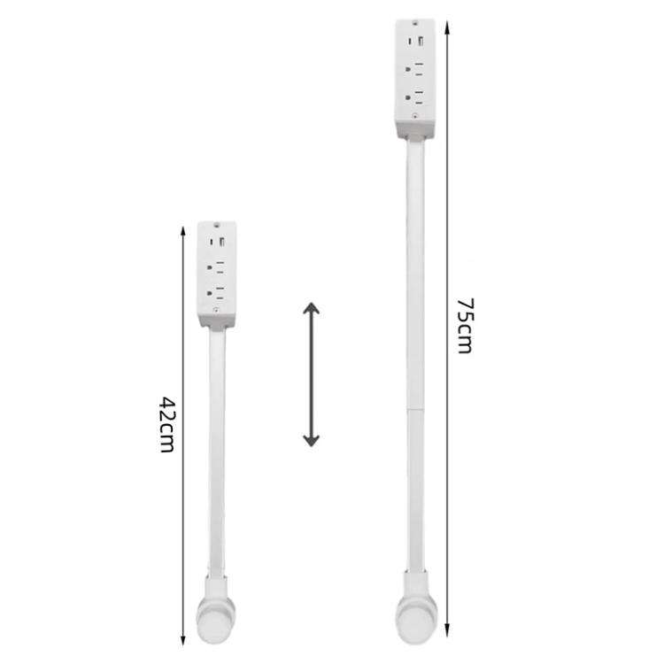 Extensor de Tomada de Parede Retrátil com 2 Saídas e Carregamento Rápido USB e Tipo-C