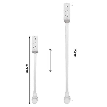 Extensor de Tomada de Parede Retrátil com 2 Saídas e Carregamento Rápido USB e Tipo-C