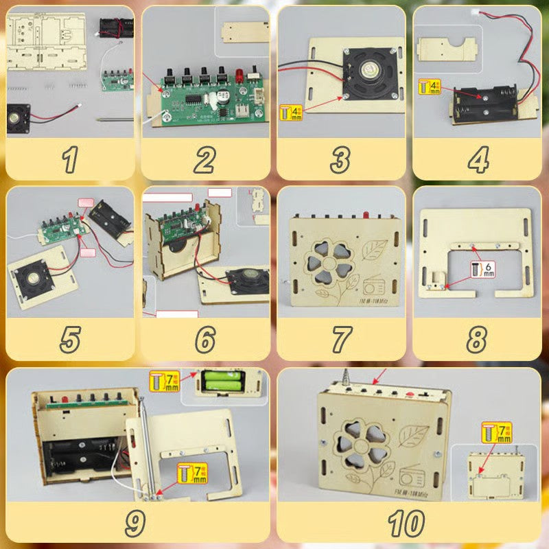 Kit Mini Rádio DIY Educacional para Crianças - Conjunto de Construção para Experiências Científicas STEM