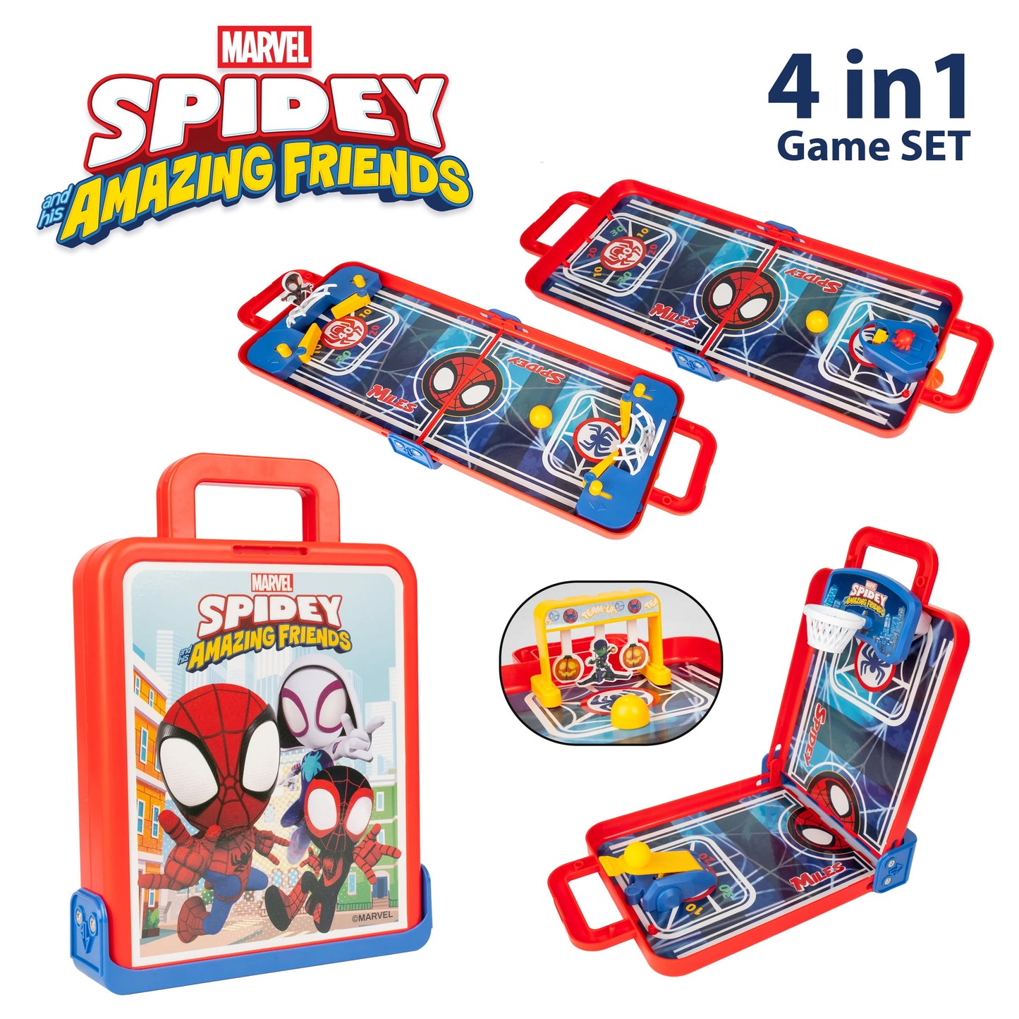 Spidey y sus sorprendentes amigos: maleta de juegos 4 en 1 para mesa