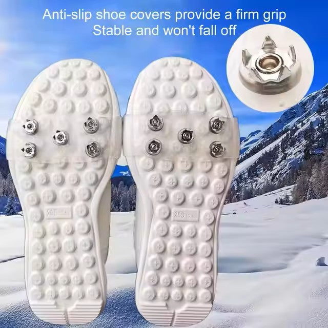 Crampones Antideslizantes de 5 Puntas – Agarre Universal para Hielo y Nieve en Senderismo, Caminatas y Pesca