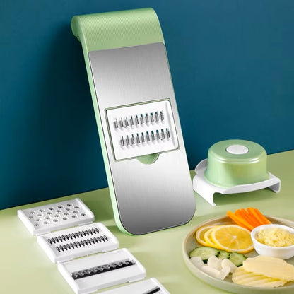 Set de Cortador y Rallador de Verduras 7 en 1 – Rebanador, Triturador y Pelador múltiple para Frutas y Verduras