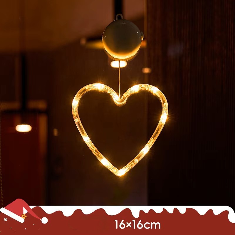 Lámpara colgante de ventosa LED de Navidad con copo de nieve y Papá Noel – Decoración festiva para ventana/pared