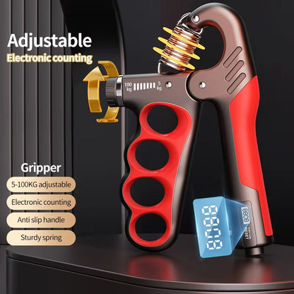 Adjustable Hand Grip Strengthener. Portable Resistance Forearm Trainer & Finger Exerciser for Athletes, Musicians & Rehab