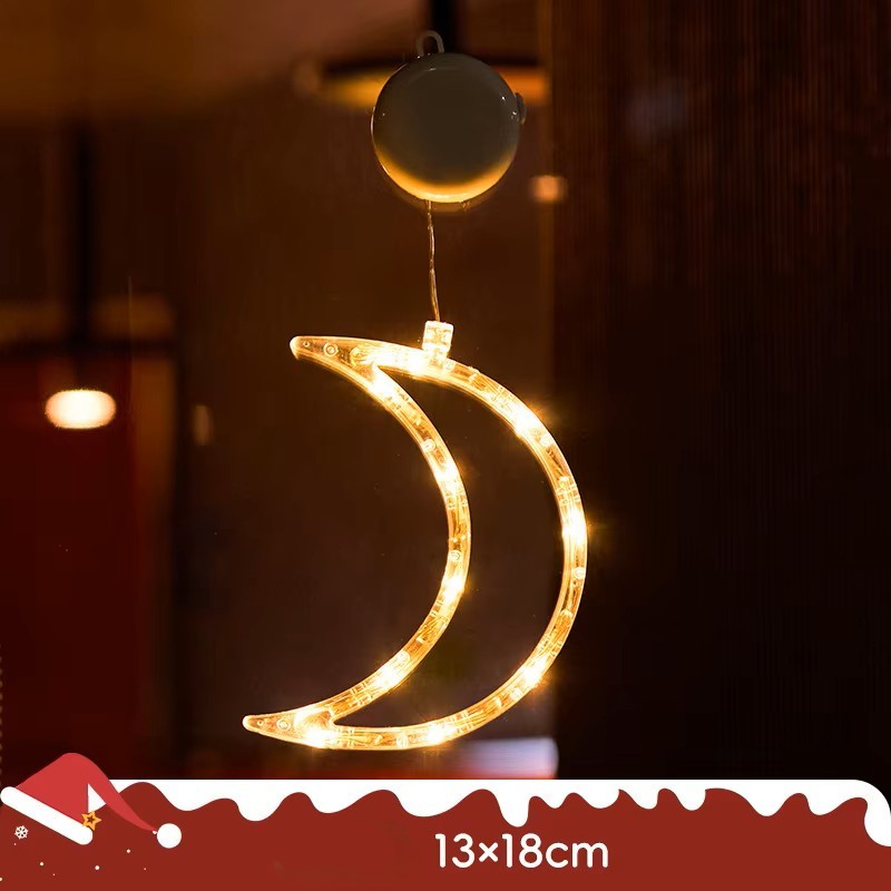 Lámpara colgante de ventosa LED de Navidad con copo de nieve y Papá Noel – Decoración festiva para ventana/pared