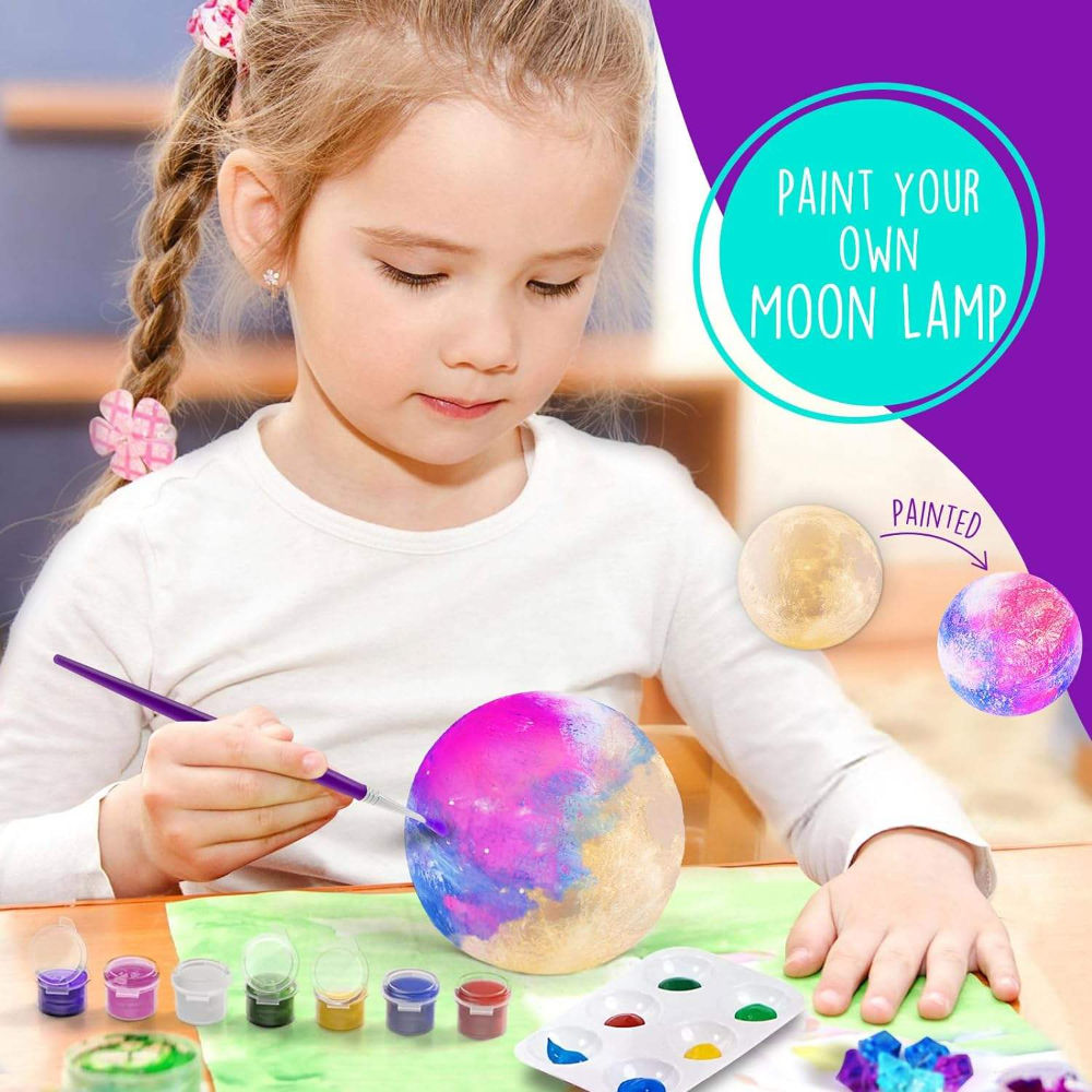 Kit de Lámpara Lunar para Pintar Niños – Set de Manualidades de Galaxia que se Ilumina con Soporte