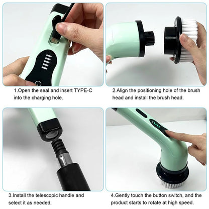 9-in-1 Wireless Electric Cleaning Brush with Rotating Heads