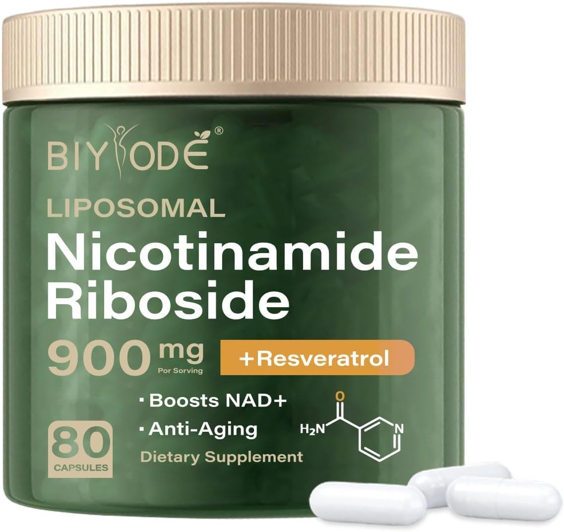 Liposomal NAD+ Nicotinamide Riboside Capsules 900mg with Resveratrol & Quercetin – Energy & Anti-Aging Support 80 Capsules