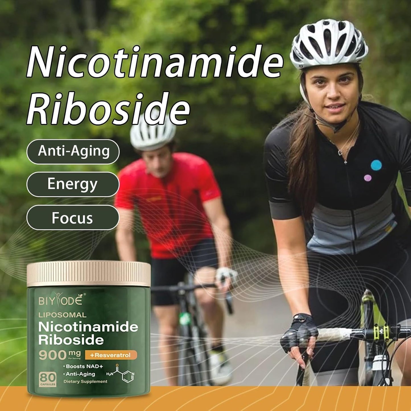 Liposomal NAD+ Nicotinamide Riboside Capsules 900mg with Resveratrol & Quercetin – Energy & Anti-Aging Support 80 Capsules