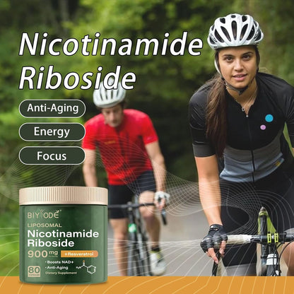 Liposomal NAD+ Nicotinamide Riboside Capsules 900mg with Resveratrol & Quercetin – Energy & Anti-Aging Support 80 Capsules