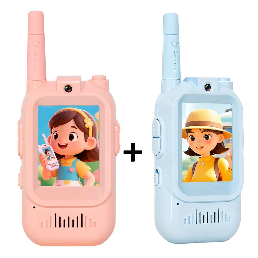 Conjunto de Walkie-Talkies para Crianças – Pack de 2 Rádios Recarregáveis de Longo Alcance com Ecrã de Vídeo para Crianças