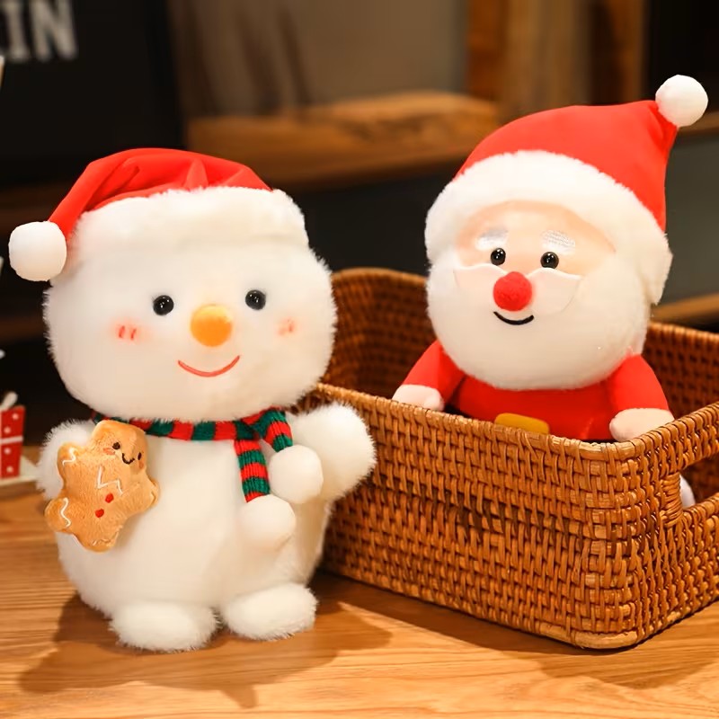 Peluche Navideño – Papá Noel, Pingüino y Muñeco de Nieve, Muñecos Blandos de Peluche para Fiestas