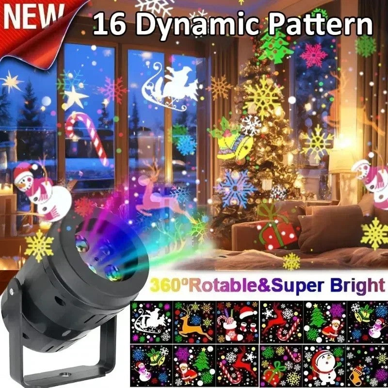 Christmas LED Projector Light – 16 Patterns, Rotatable, Indoor/Outdoor