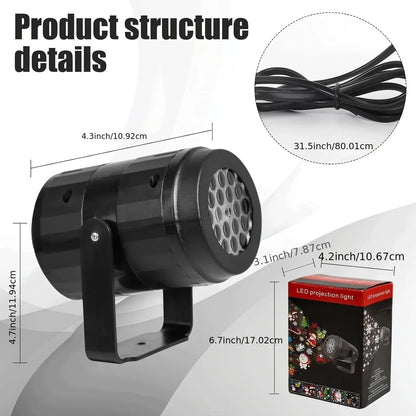 Christmas LED Projector Light – 16 Patterns, Rotatable, Indoor/Outdoor