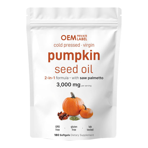 Óleo de Semente de Abóbora Premium com Saw Palmetto 3000mg 180 Cápsulas Moles Apoia a Saúde do Cabelo, Urinária, da Bexiga e da Próstata