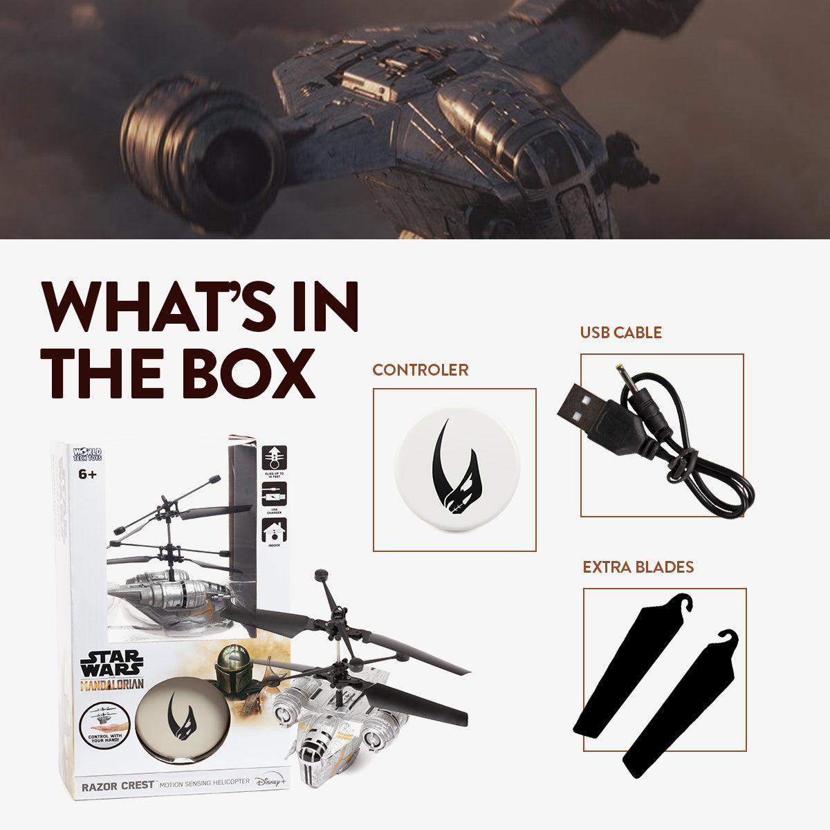 Star Wars Sculpted UFO Helicopter Series - The Mandalorian Flying Figures