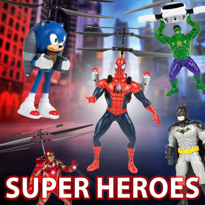 Juguete volador LED de superhéroes para niños