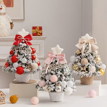 Mini Juego de Árboles Decorativos de Navidad – Decoración Navideña de Cedro Artificial para Escritorio, Regalo DIY de Adornos de Invierno para Navidad y Año Nuevo
