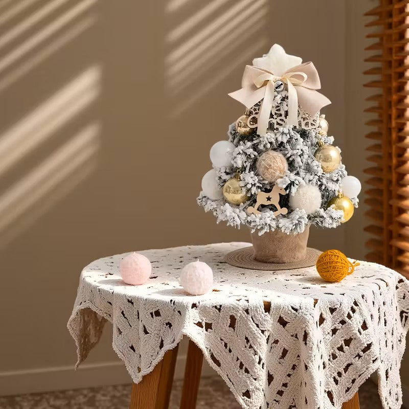Mini Juego de Árboles Decorativos de Navidad – Decoración Navideña de Cedro Artificial para Escritorio, Regalo DIY de Adornos de Invierno para Navidad y Año Nuevo