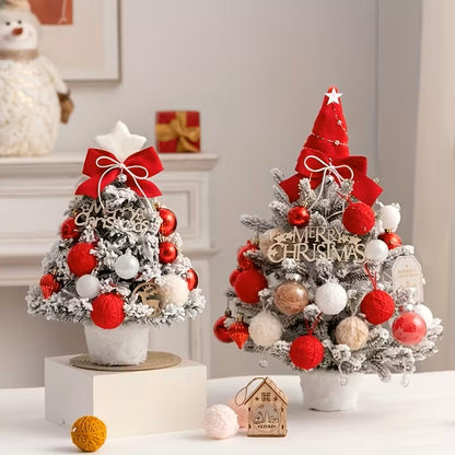 Mini Juego de Árboles Decorativos de Navidad – Decoración Navideña de Cedro Artificial para Escritorio, Regalo DIY de Adornos de Invierno para Navidad y Año Nuevo