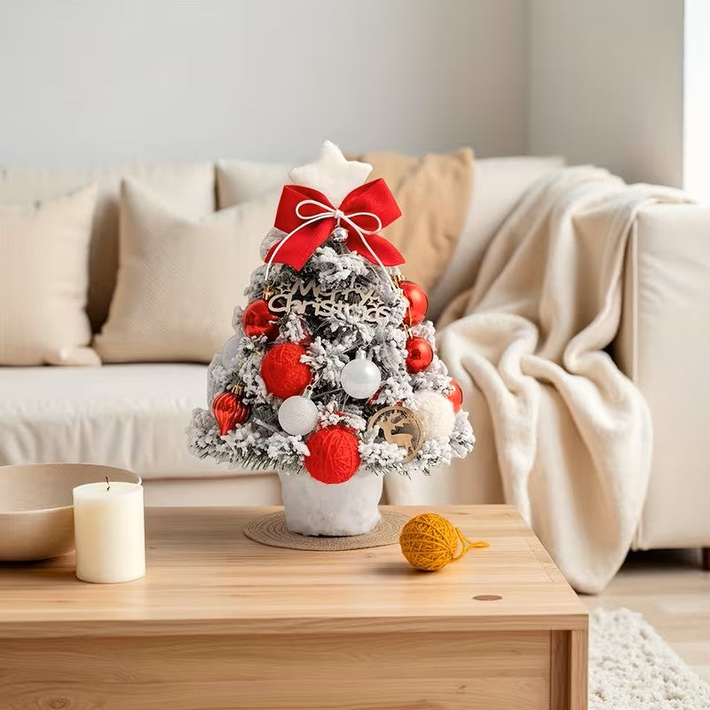 Mini Juego de Árboles Decorativos de Navidad – Decoración Navideña de Cedro Artificial para Escritorio, Regalo DIY de Adornos de Invierno para Navidad y Año Nuevo