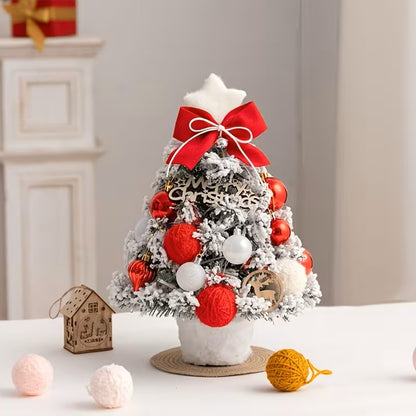 Mini Juego de Árboles Decorativos de Navidad – Decoración Navideña de Cedro Artificial para Escritorio, Regalo DIY de Adornos de Invierno para Navidad y Año Nuevo