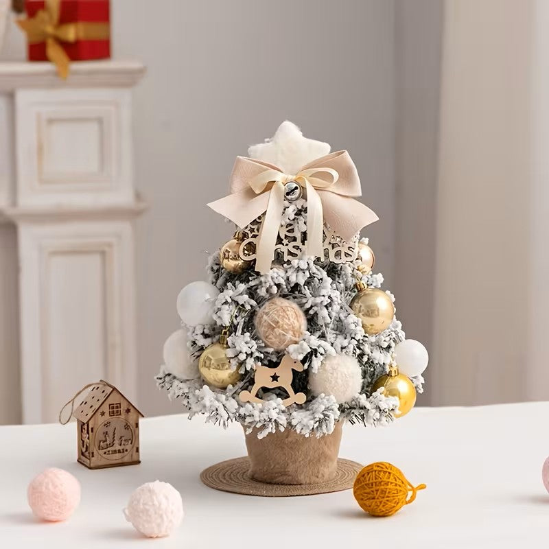 Mini Juego de Árboles Decorativos de Navidad – Decoración Navideña de Cedro Artificial para Escritorio, Regalo DIY de Adornos de Invierno para Navidad y Año Nuevo