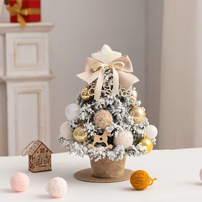 Mini Juego de Árboles Decorativos de Navidad – Decoración Navideña de Cedro Artificial para Escritorio, Regalo DIY de Adornos de Invierno para Navidad y Año Nuevo