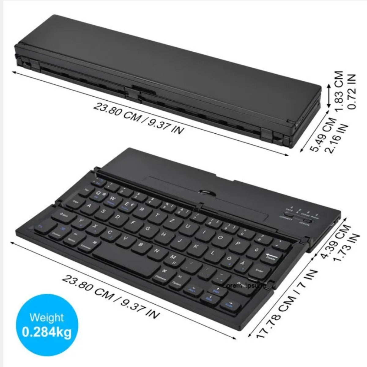 Teclado Bluetooth inalámbrico plegable ultrafino