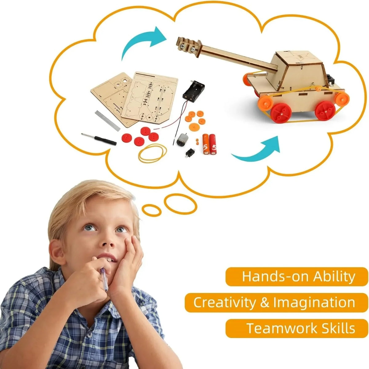 Kit de Construção 3D de Veículos em Madeira STEM