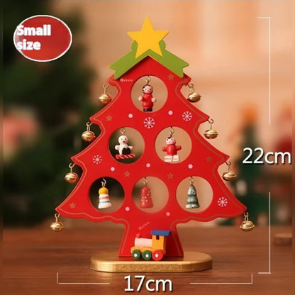 Decoração Nórdica de Árvore de Natal em Madeira – Conjunto de Enfeites de Natal