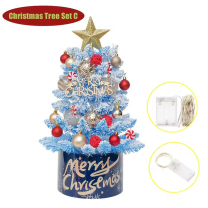 Pre-Lit Christmas Tree Kit with LED Lights & Decorative Orbs
