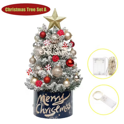 Pre-Lit Christmas Tree Kit with LED Lights & Decorative Orbs
