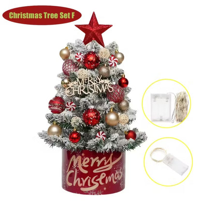 Pre-Lit Christmas Tree Kit with LED Lights & Decorative Orbs