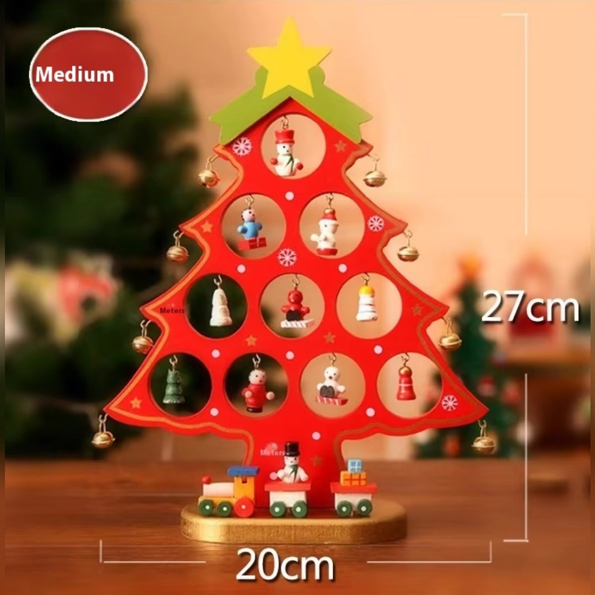 Decoração Nórdica de Árvore de Natal em Madeira – Conjunto de Enfeites de Natal