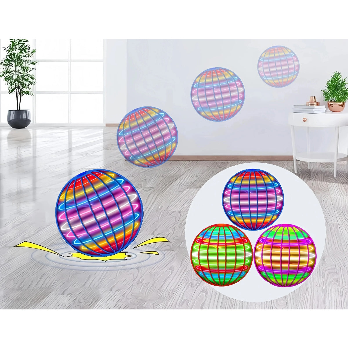 Bumerán Volador Ovni Giratorio – Bola Flotante LED 360° Controlada con la Mano