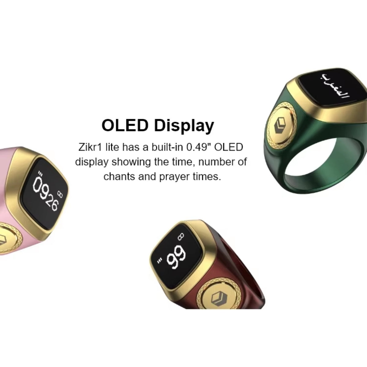 Anel Zikr Smart Tasbih com Alertas de Vibração