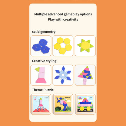 Puzzle de Blocos Magnéticos de Madeira 3D – Brinquedo Montessori de Quebra-Cabeças