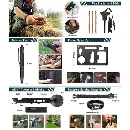 Kit de supervivencia de emergencia de 262 piezas con bolsa de primeros auxilios y bandolera