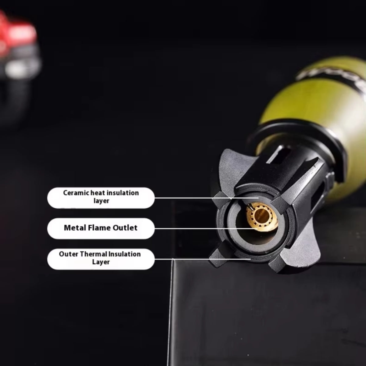 Isqueiro Maçarico Rocket – Maçarico de Butano de Chama Azul à Prova de Vento com Trava de Segurança e Design Fidget Spinner