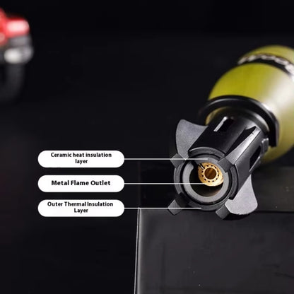 Isqueiro Maçarico Rocket – Maçarico de Butano de Chama Azul à Prova de Vento com Trava de Segurança e Design Fidget Spinner
