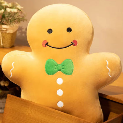 Almohada de peluche navideña – Cojines de jengibre, árbol y muñeco de nieve